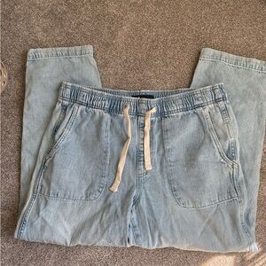 GAP Light Blue Denim Cropped Jeans with Drawstring